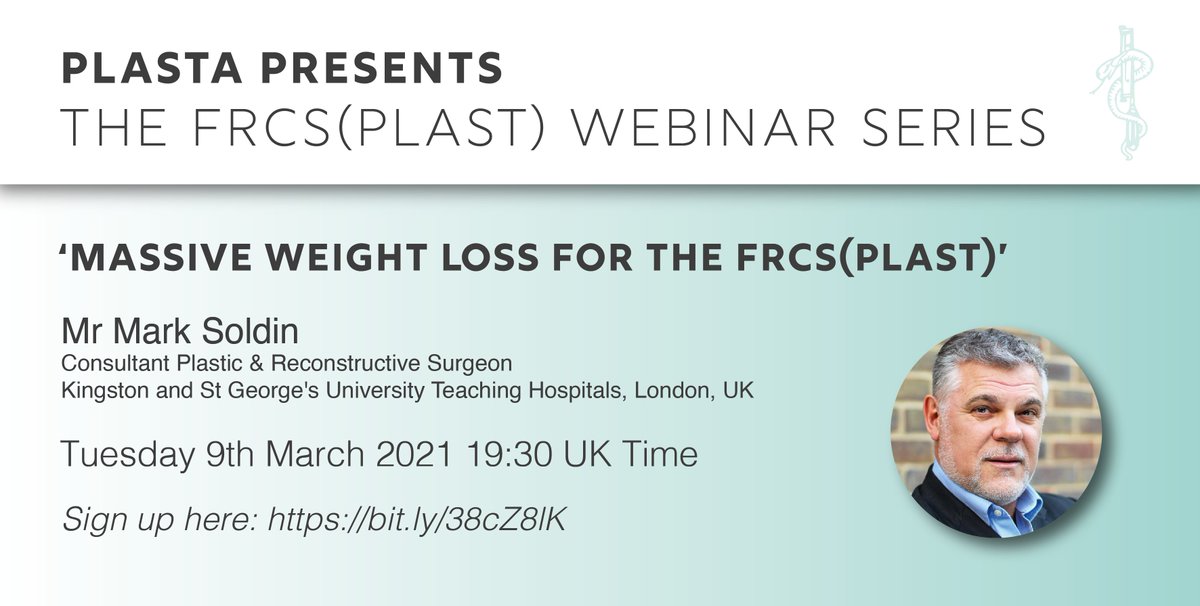 👉 Next up on the FRCS(Plast) Webinar Series, we'll be joined by Mr Mark Soldin discussing Massive Weight Loss

🗓️ Tuesday 9th March

🕢 7:30pm UK time

📝 Register here: bit.ly/3rqH9zy

#PlasticSurgery