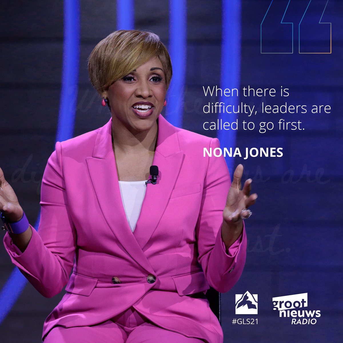 GLSNederland's tweet photo. 'When there is difficulty, leaders are called to go first' (Nona Jones) Materiaal online bestellen >>https://t.co/nV3mxa8MhN #GLS2021nl https://t.co/9CzOiyEjEh