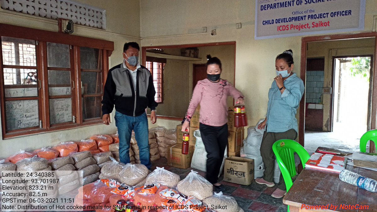 KangujamM's tweet photo. Distribution of Hot Cooked Meals for SNP Items on 6th March,2021 in respect of ICDS Project, Saikot @MinistryWCD @NBirenSingh @NgangomU @BanteeKonthouj1 https://t.co/gTBU61Xlkz