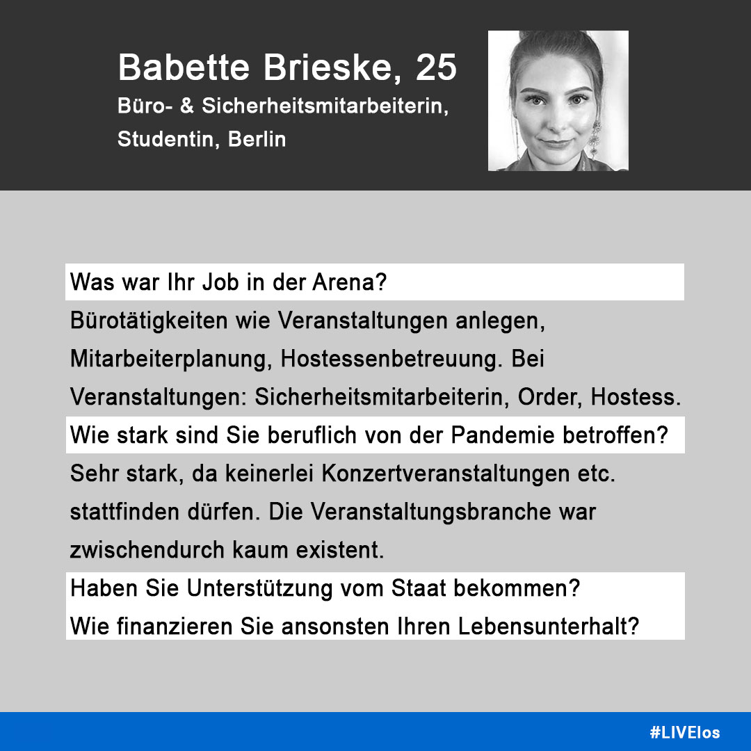 uberarenaberlin's tweet photo. "Ohne Betreuung der Impfzentren wären wir weiterhin in der Kurzarbeit."
Wir haben mit Babette Brieske darüber gesprochen, wie fast 525.600 Minuten ohne Events für sie waren. ⬇️
#LIVElos #countdown https://t.co/LdBycSugSZ