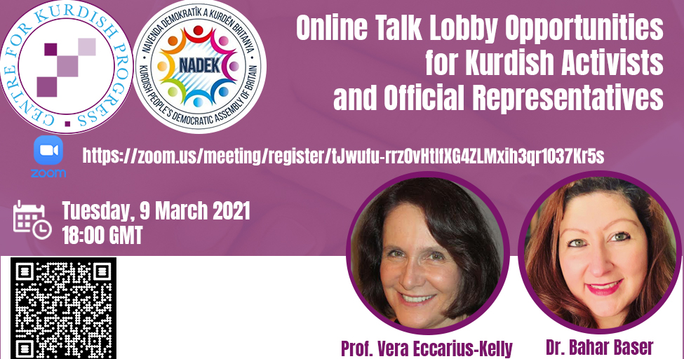 @KurdishOrg & @KurdishAssembly Online Talk: This talk by 
@EccariusV focuses on the experience of the Kurdistan lobby in the U.S.; chaired by @Bahar_Baser
 
Tuesday, 9 March at 6pm GMT

zoom.us/meeting/regist…

eventbrite.co.uk/e/lobby-opport…