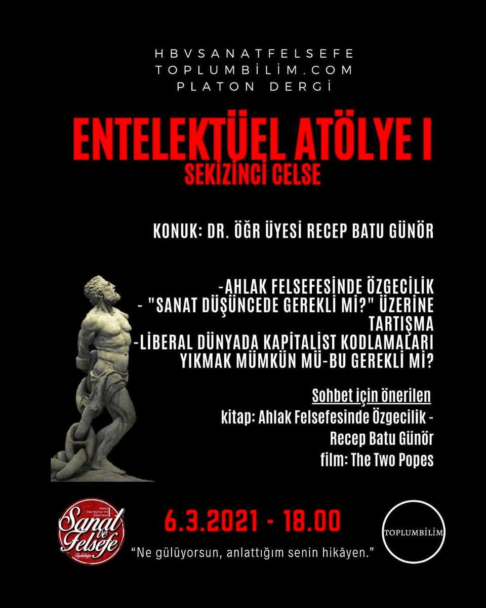 📣Bugün saat 18.00'da başlayacak olan atölyemize sizler de davetlisiniz. Bağlantıya bu linkten ulaşabilsiniz. 
⬇️
meet.google.com/fib-cidj-tyz