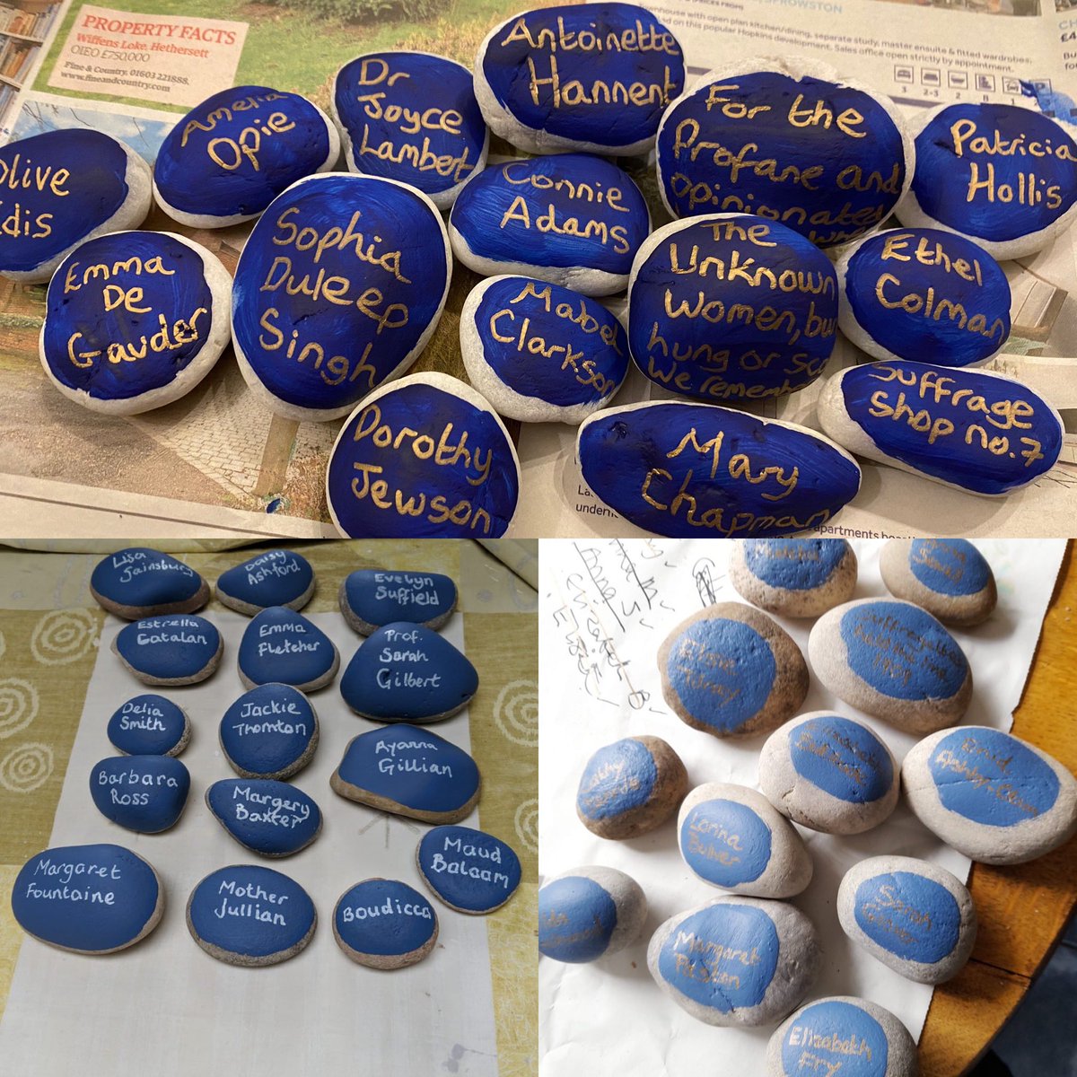 Our rough and ready plaque rocks for #iwd-from Julian to Estrella Catalan our city is built on incredible women and this is our tribute.From tomorrow keep an eye out for the rocks,tag us,learn the stories, move them to new locations.#iwd2021 ##norwicharts @norwicheveningnews
