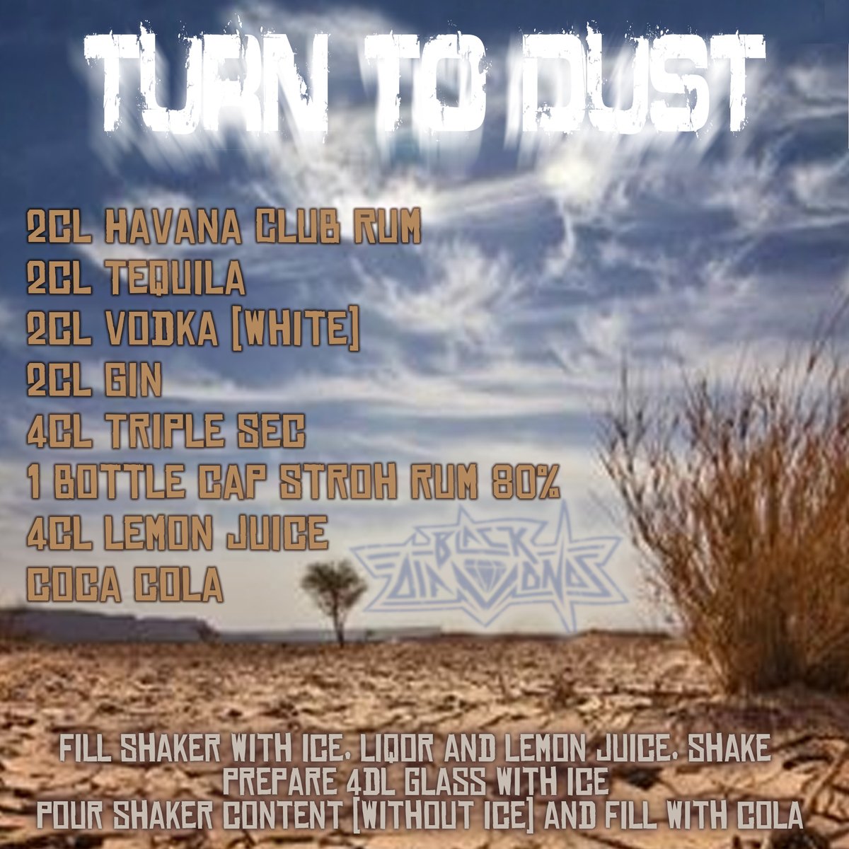 BlackDiamondsCH's tweet photo. How about not only hearing our new album, but tasting it as well? 🤔 
Here are a few cocktail recipes that go down well with our new music 🥳🥤🍹

Cheers everybody and have a nice weekend! 🎉

#blackdiamondsrock #notellhotel #drinks #outlaw #theisland #foreverwild #turntodust https://t.co/9F9Kp3XsmC
