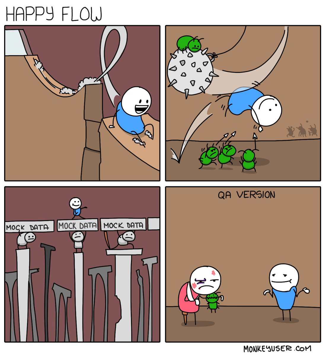 bobjiang123's tweet image. #monkeyuser happy-flow. are you in happy path as a developer?