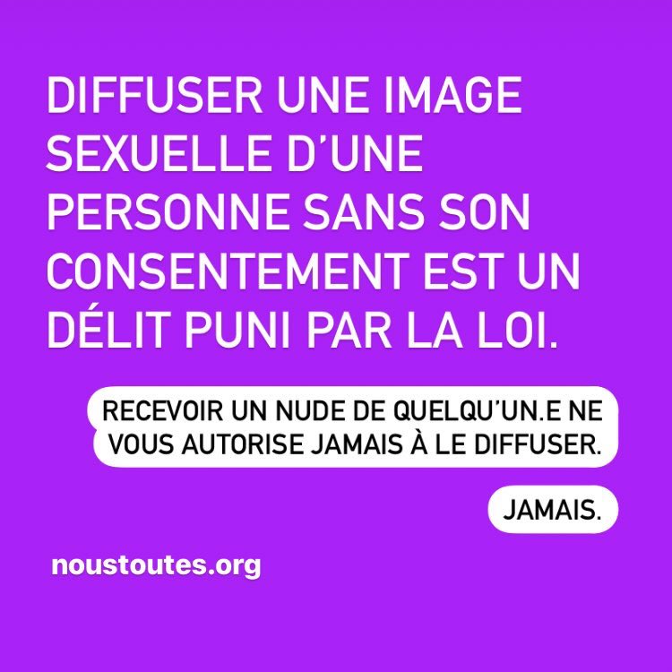 NousToutesOrg's tweet photo. Recevoir un nude d’une personne ne vous autorise pas à le diffuser.
Jamais. 
https://t.co/7hfaKxEt0s https://t.co/IJSyYDeH7b