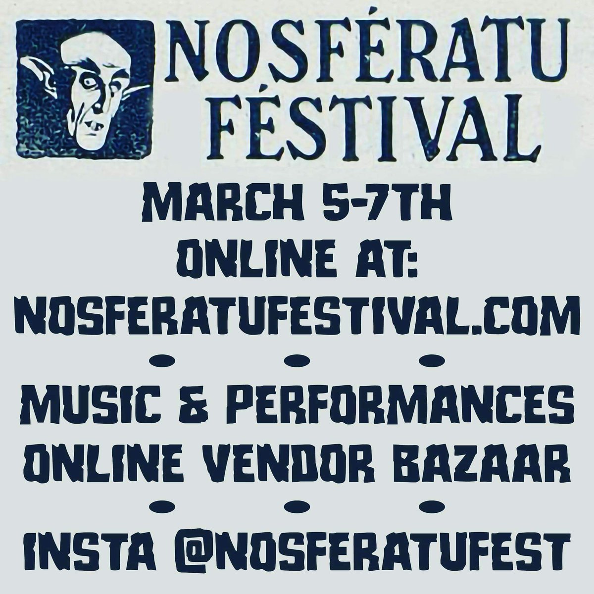 Heute und morgen sind wir zu sehen. Das #Onlinefestival geht jeweils von 20-24Uhr CST (also ab 3Uhr morgens ins Deutschland) #nachtschwärmer #nosferatufestival #maxschreck #darkersideofaustin #gorenoir