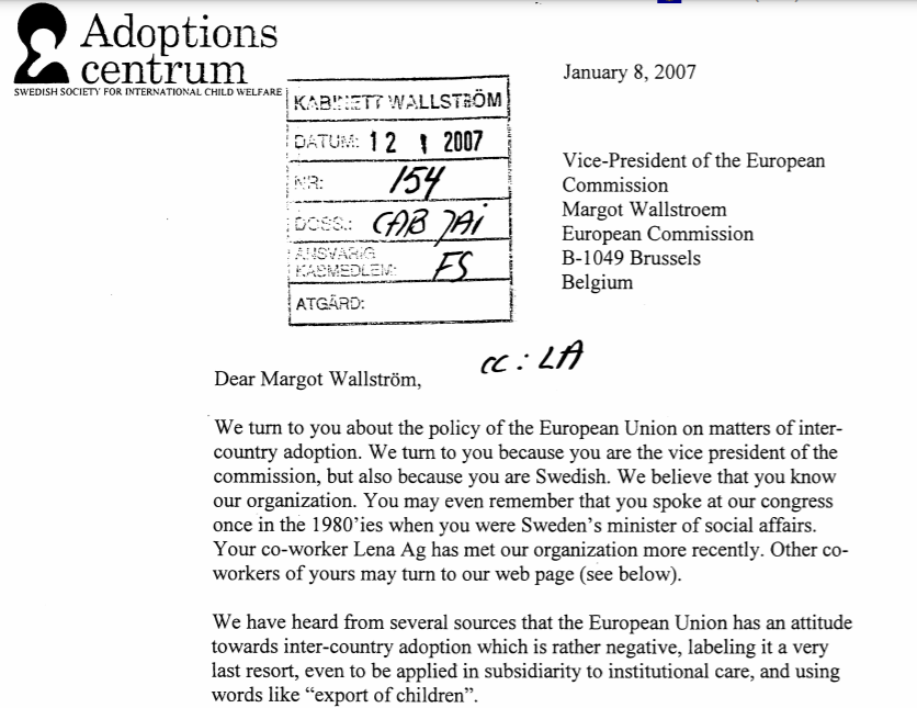 roelie_post's tweet photo. Did you see this letter from #adoptionscentrum to the Swedisch European Commissioner, complaining about the EU's policy towards #Romania.
Using words like 'export of children'.
This was before my book came out. @TobiasHubinette
https://t.co/1Q55YZSesx https://t.co/ftZm1mdBGe