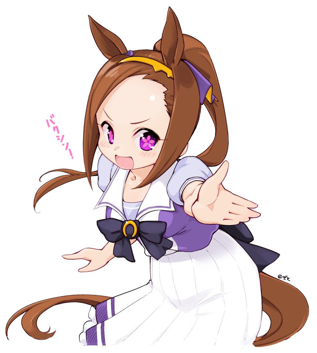 1girl animal ears horse ears solo tail horse tail brown hair  illustration images