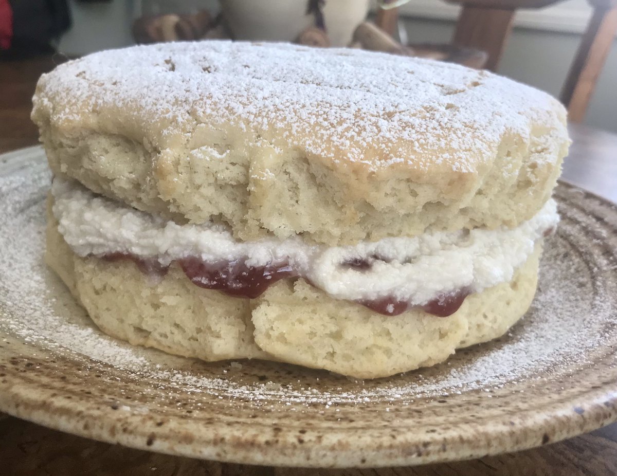 I present, homemade #Vegan Victoria 🏴󠁧󠁢󠁥󠁮󠁧󠁿 sponge 🍰 😋. A little surprise for my British life partner. Was a thumbs up 👍🏼. #VeganCake