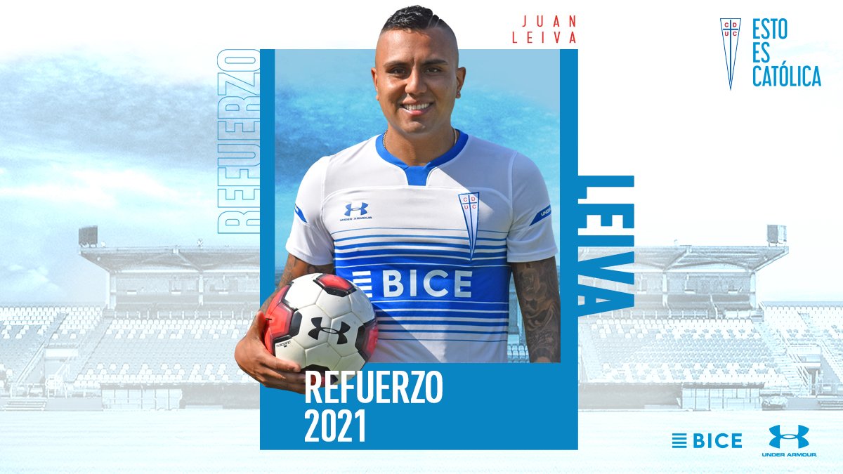 Cruzados's tweet photo. ¡Bienvenido Juan Leiva a Universidad Católica! ⚪🔵

El volante selló su vínculo junto a La Franja y es oficialmente nuestro nuevo refuerzo 2021 🙌

¡Te deseamos éxito junto a #LosCruzados! 💪 https://t.co/WFz9syPQLA