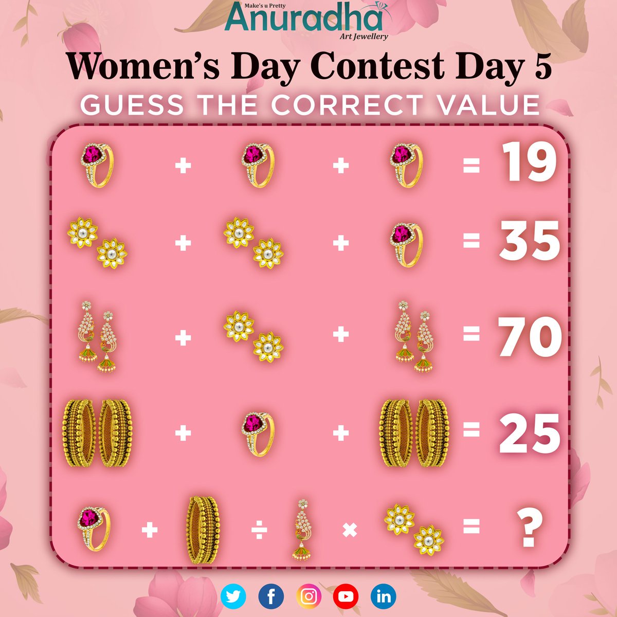 AnuradhaArts's tweet photo. 🤩Women's Day Contest Day 5😍
👉Step To Participate👈
💃Like This Post
💃Tag your 7 Friends
💃DM Your Answer👈
💃Share This Post on your Story OR Feed
4 Lucky Winner Will Get Exciting Gift from Anuradha Art Jewellery 🥳
#womendaycontest #womendaycontest #anuradhaartjewellery https://t.co/N9e4t1jHOV