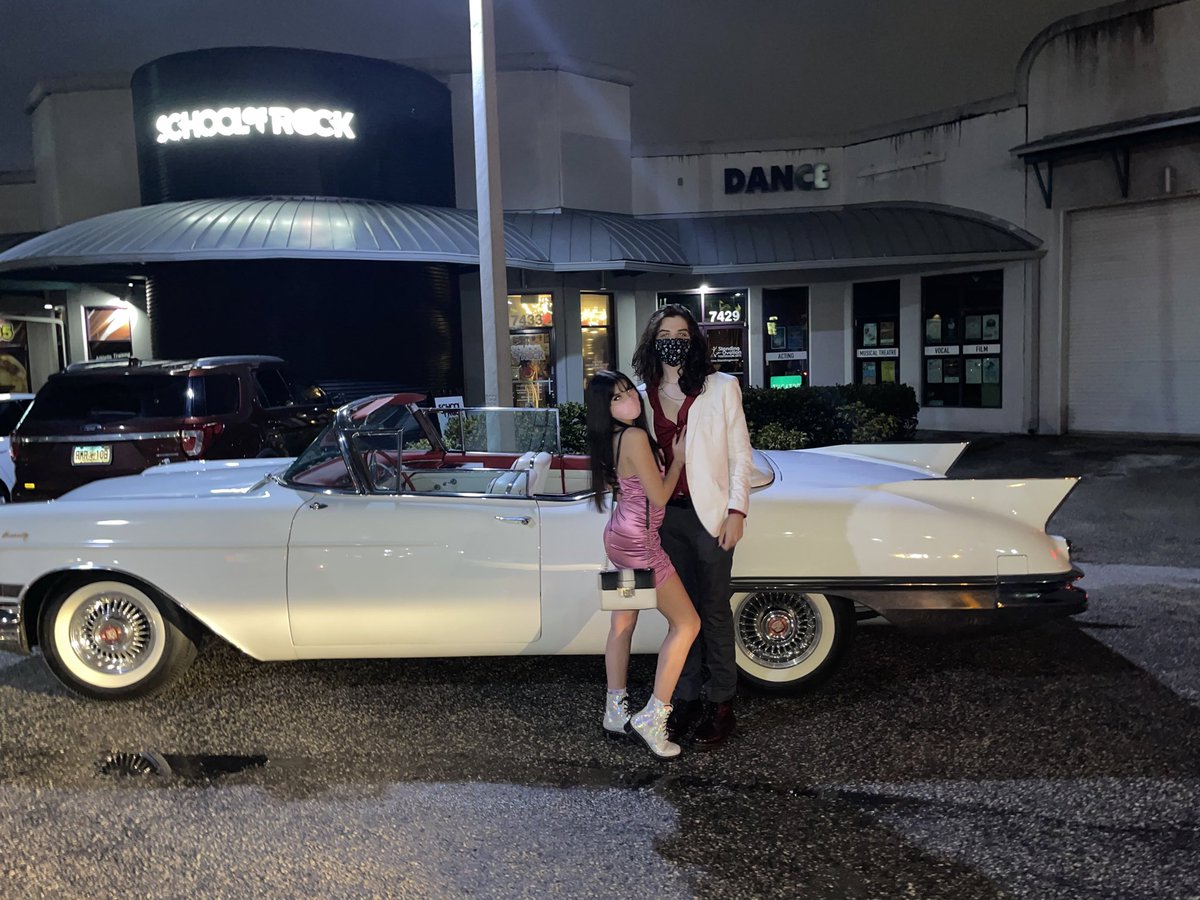 shellldav's tweet image. Created a social distance prom for the kids at School of Rock. The fun they had was priceless. ❤️ My son and his gf ❤️