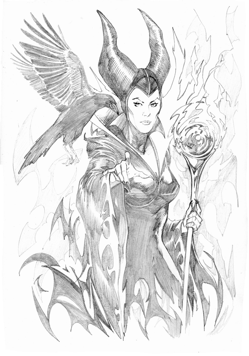 The pencil workup on Malificent. #Art #PencilArt #Malificent #EvilQueen @Disney #Disney