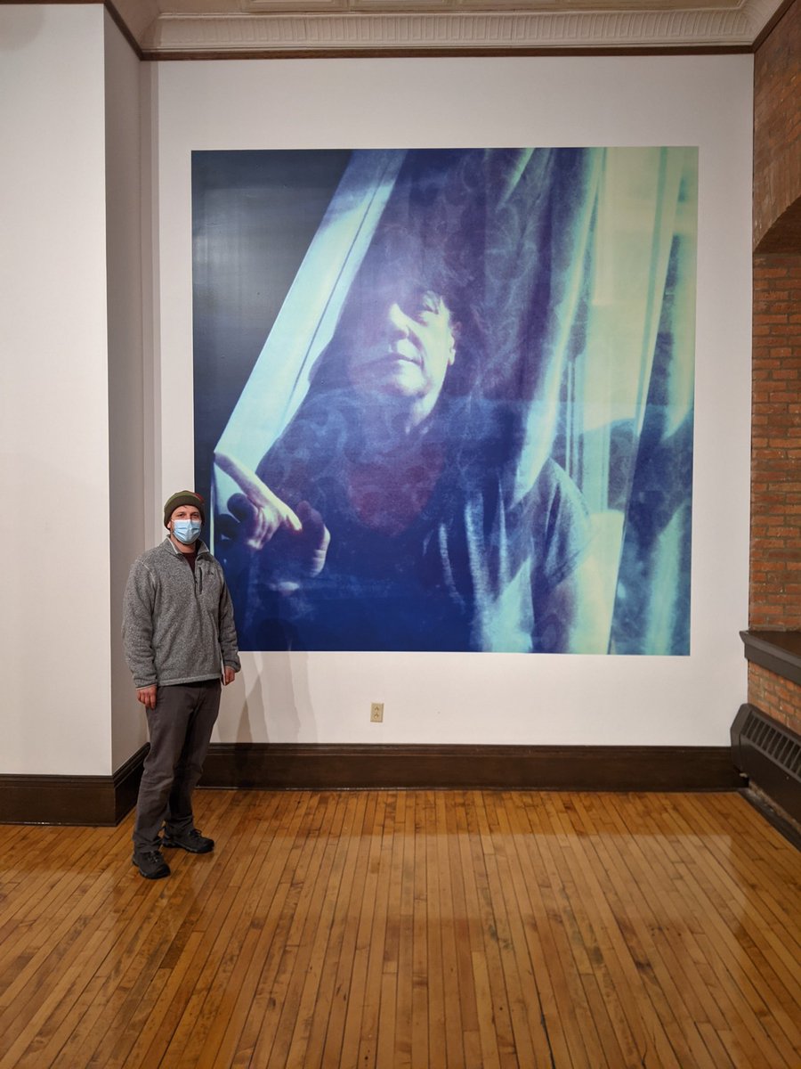 WEArnold's tweet image. A Sunday afternoon with Mom’ 
[10’ x 10’ vinyl wall wrap, image from Polaroid 669] my piece for @ROYGBIVGallery’s ImageOhio 21, Up through March 26 at Shot Tower Gallery . 

 #VinylWrap #wearnold #Polaroid669