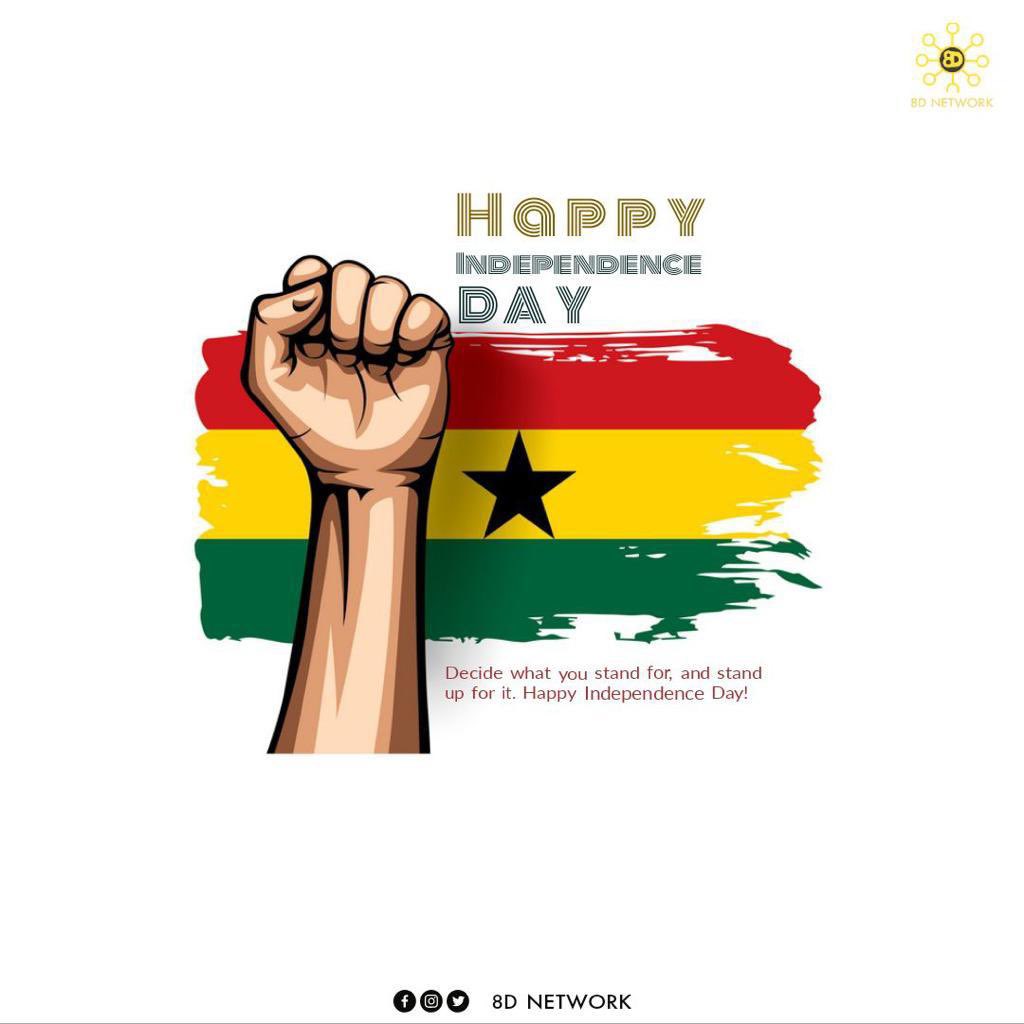 8D_Network's tweet photo. Happy Independence Day Ghana 🇬🇭
#GhIndependence
#8DNetwork
#8DNetworktotheworld https://t.co/c9axrkCRb6