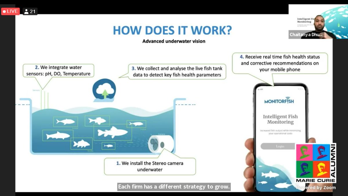 mmshawrav's tweet photo. Session from @EITeu @EITalumni: @climateK #CEO of #MonitorFish Chaitanya Dhumasker sharing his #startup journey. How he started #water #monitoring systems and early detection of #Fish diseases using #AI in #aquaculture.

Moderator:@Mariecurie_alum board member @safricard https://t.co/CnCwOUTVVV