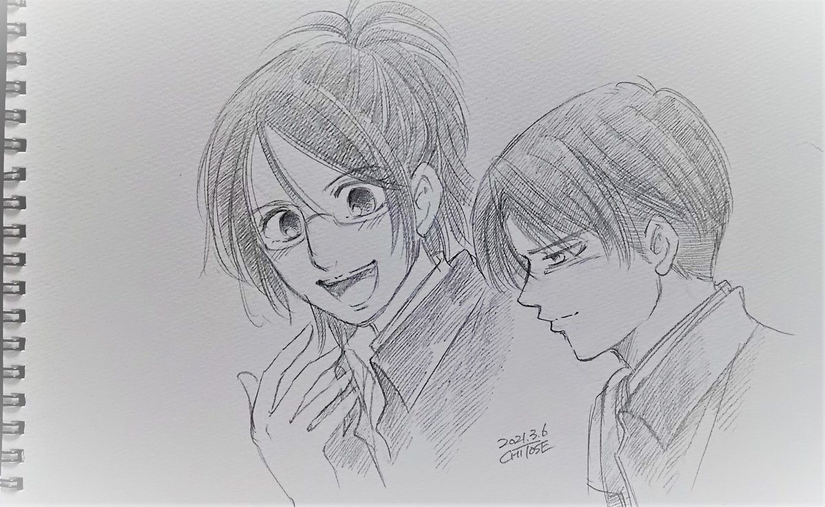 #fanart  #shingeki  #作品を見てくれてありがとう #落書き #ハンジ #リヴァイ #リヴァハン
久し振りにアナログらくがき。明日から6連勤なのでお絵描きしたかった…コシ、ダイジョブカナ 