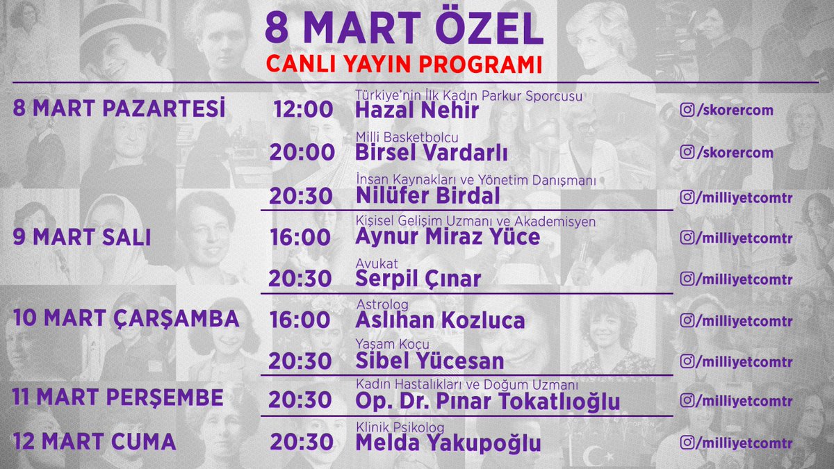 Pembenarcom's tweet photo. 8 Mart Dünya Emekçi Kadınlar Günü için güçlü kadınlarımızla dolu dolu bir yayın programı hazırladık.🌸

Programlarımızı #8Mart Pazartesi 12:00'dan itibaren Milliyet ve Skorer Instagram sayfalarımızdan takip edebilirsiniz!
https://t.co/piZY5baqsR

Canlı yayın program akışımız 👇 https://t.co/QPUOaJv8Uh