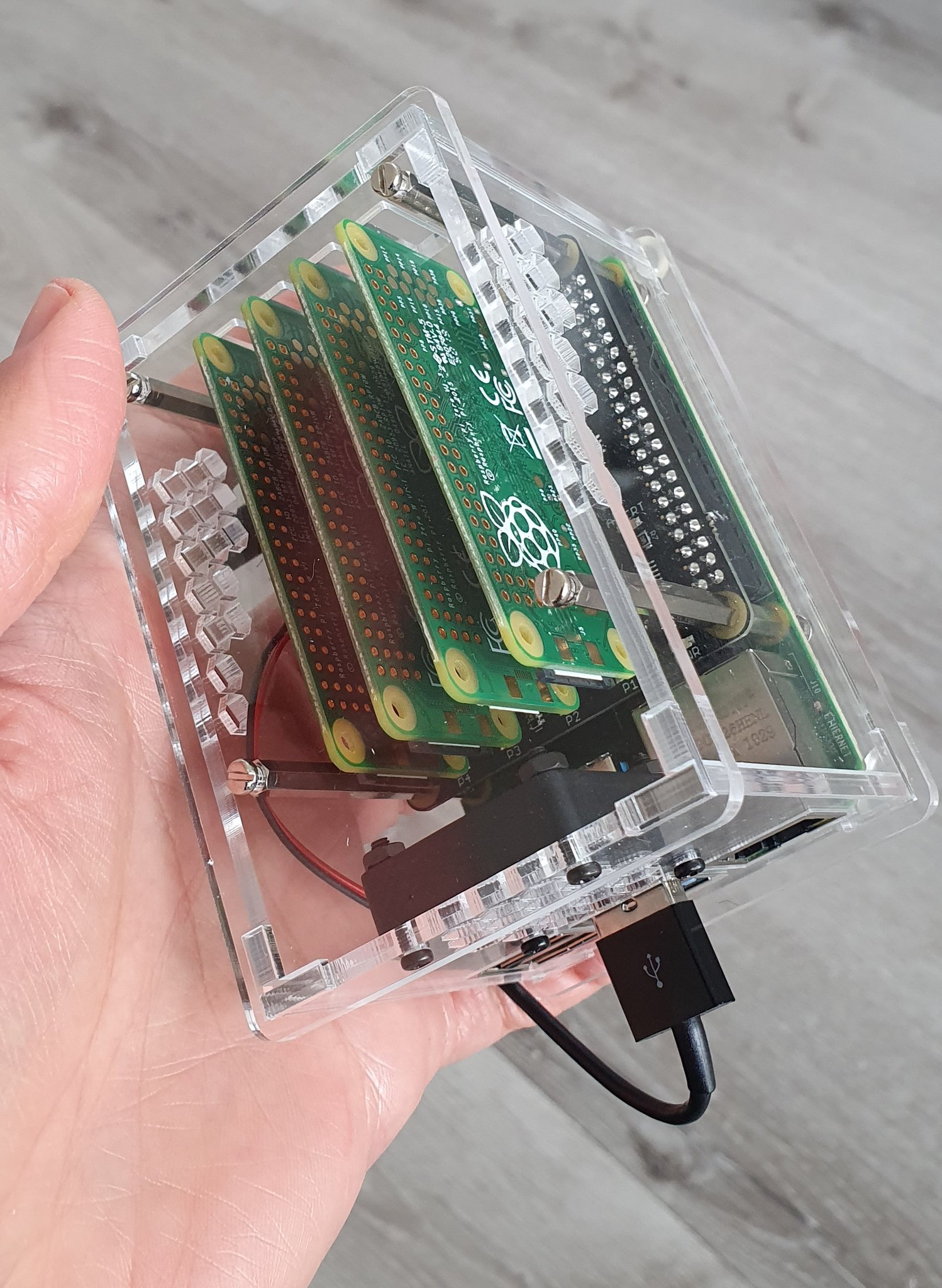 Raspberry Pi Zero 2 W Cluster Stacks Four Boards