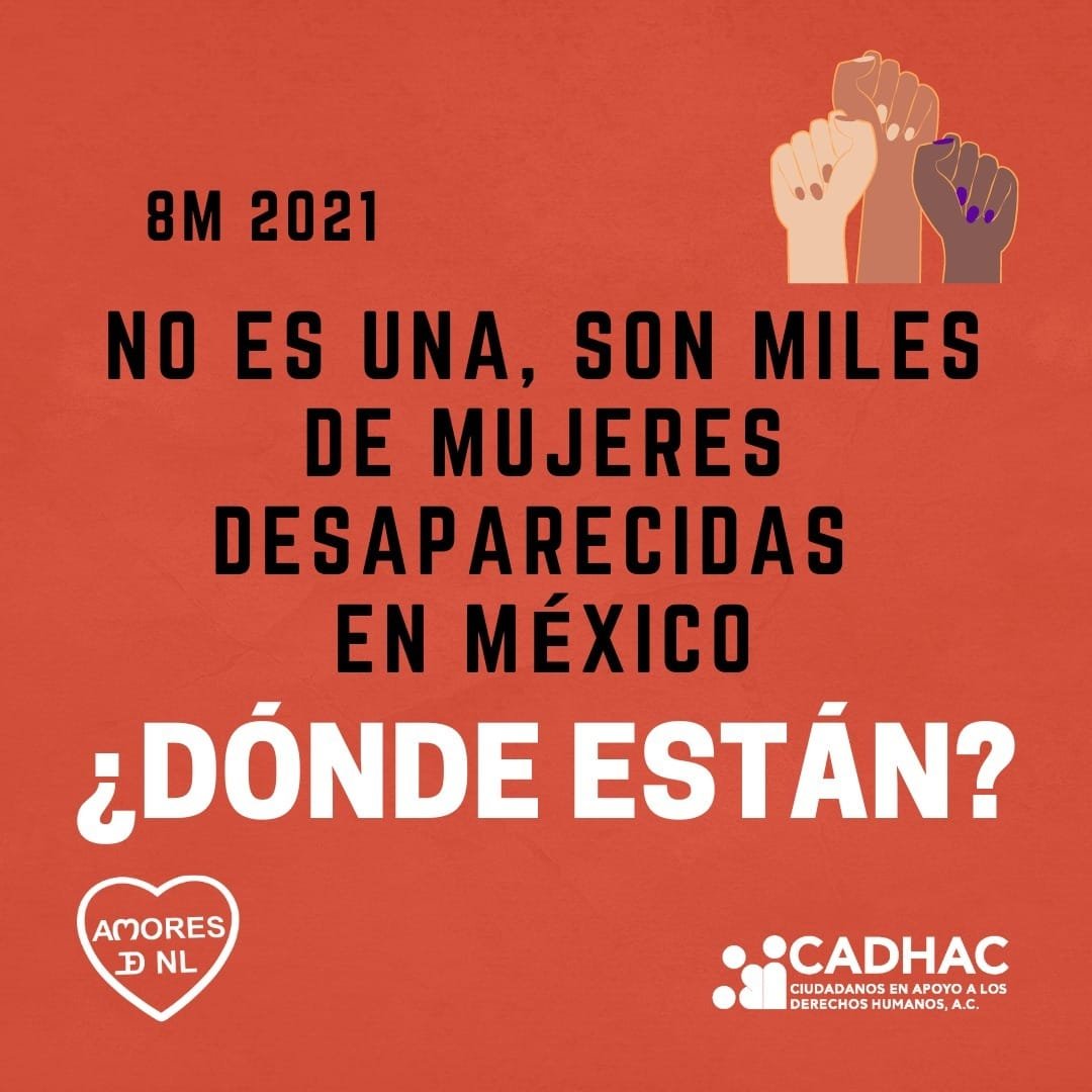 cadhac's tweet photo. #8deMarzo #DíaInternacionalDeLaMujer 
#8M #AnteLaViolenciaResistencia #HastaEncontrarlas #AMORES #CADHAC #NiUnaMasNiUnaMenos #VivasNosQueremos https://t.co/tAuA2w6Fps