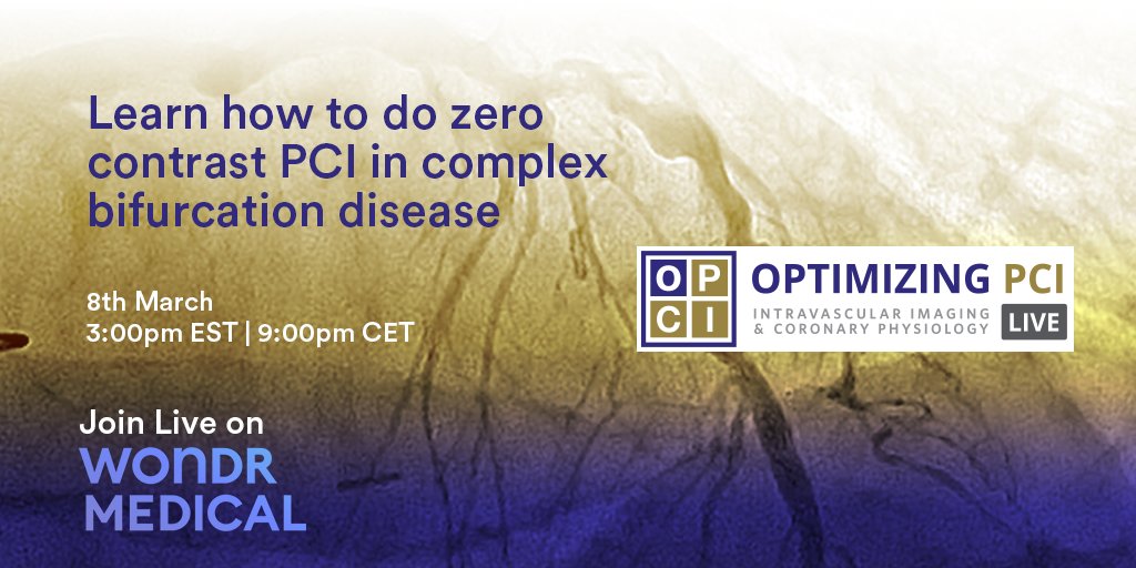 There's still time to sign up for free to attend this coming Monday's <a href="/OPCILive/">OPCI</a> on #wondrmedical

Register Now: bit.ly/3qkEBBW

OPCI LIVE is our new, monthly live case series on Wondr Medical, featuring complex and challenging cases with imaging and physiology guidance.