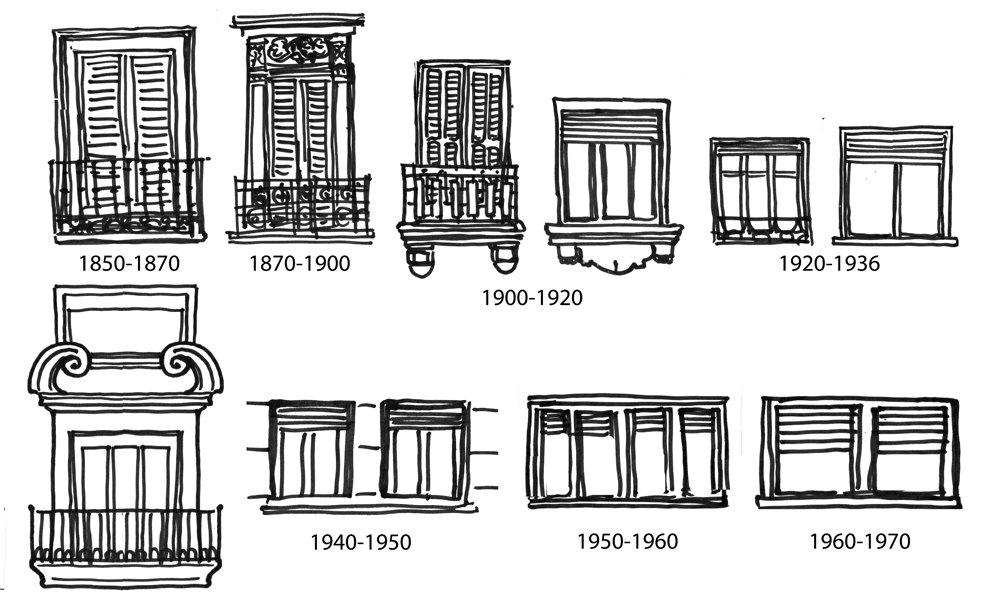 GuerraenlaUni's tweet photo. Tipología de ventanas madrileñas, 1850-1970. Ahora ya podéis saber la fecha de un edificio con solo mirar a la fachada. https://t.co/TYecyIbXy3