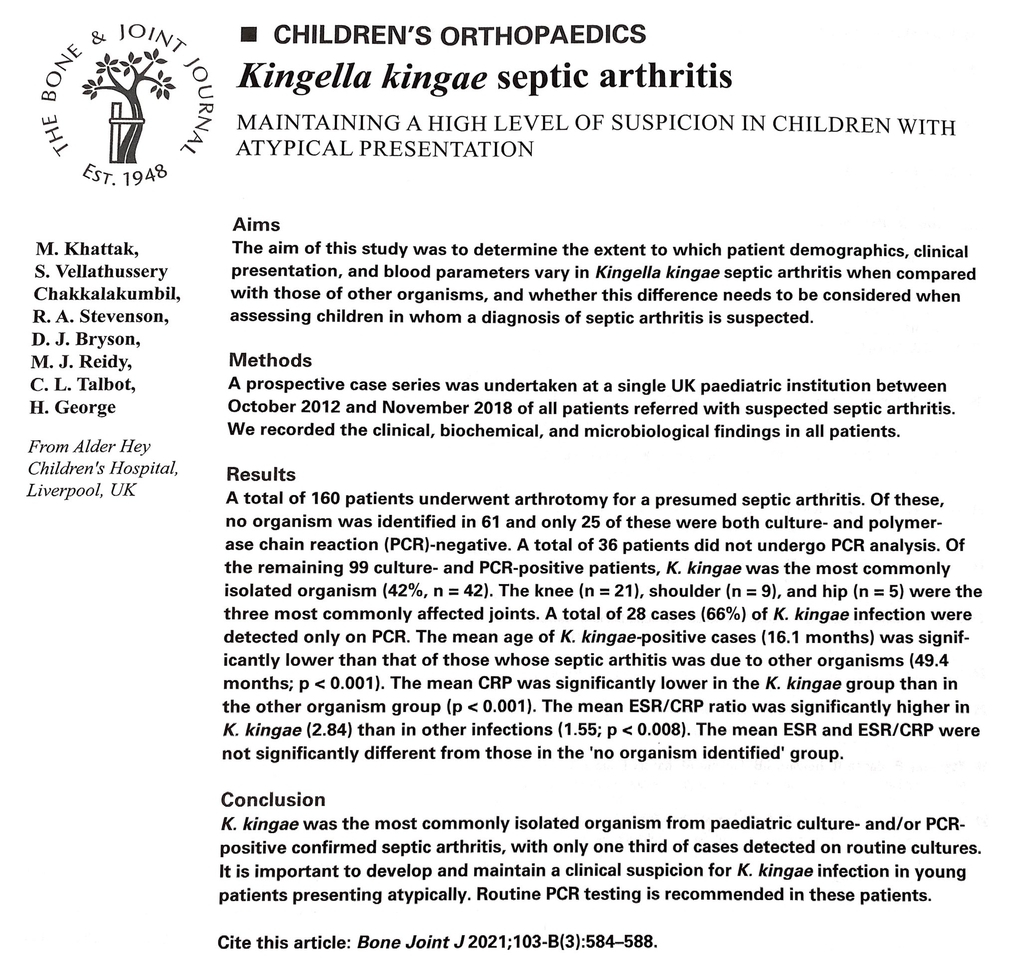 Kingella Kingae Treatment