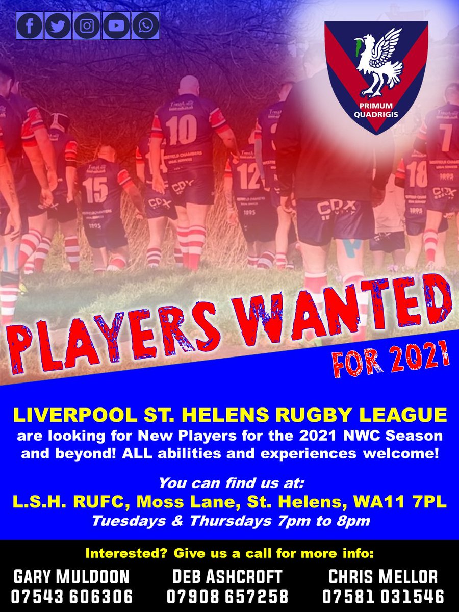 Rugby League is on it's way back to LSH
We will be resuming training from Tues. 30th March so if you're looking for a new challenge? Why not join us! Fantastic facilities &amp; a great partnership with <a href="/LSH_Rugby/">Liverpool St Helens</a> giving brilliant all year round Rugby entertainment.
#UPTHELANERS