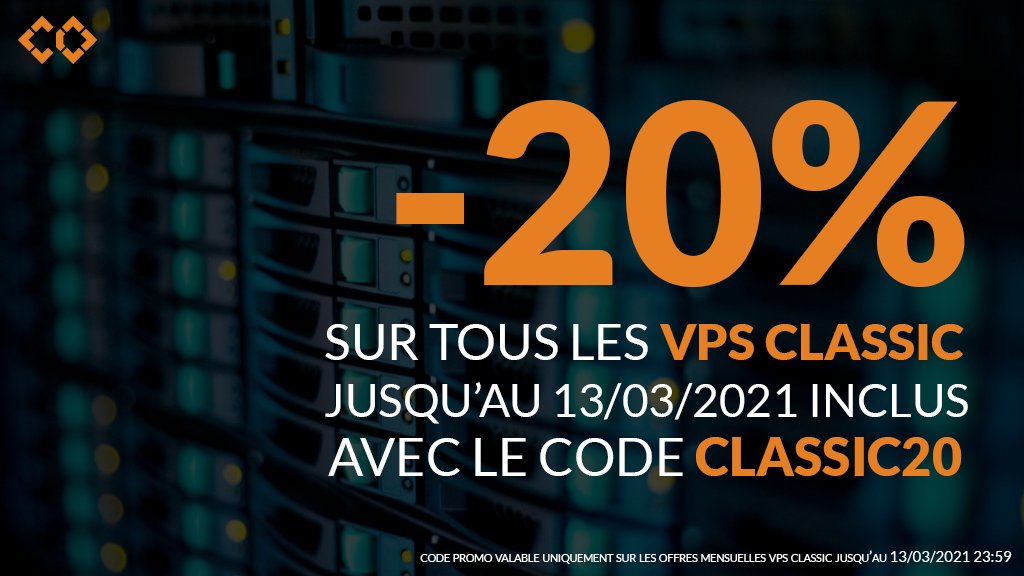 Jusqu'au 13/03 profitez de 20% de remise sur toutes les offres VPS de la gamme Classic ! 🖥

Utilisez le code CLASSIC20 👍

👉 cloudfordream.com/vps/vps_classi…

#VPS #Cloud #Linux #Windows