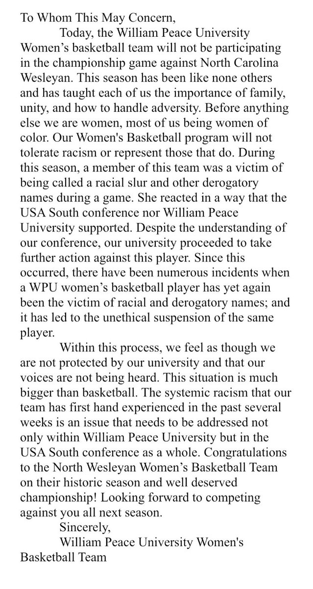 Unfortunately we will can not in good conscious participate in today’s Championship game