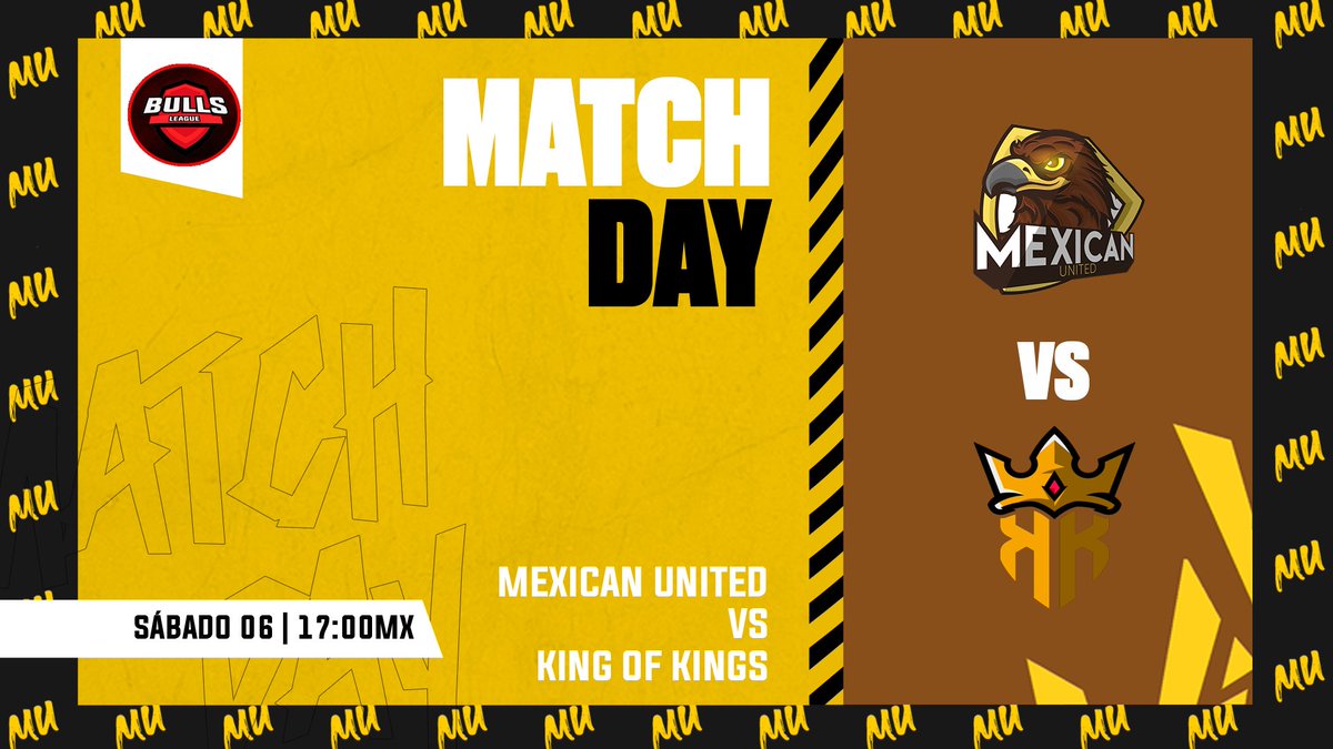 #MatchDay | JORNADA 3

Hoy toca enfrentarnos contra un gran equipo, daremos todo para traernos la victoria! 

🏆 @BullsLeague_ 
🆚 <a href="/KingOfKings_GG/">King Of Kings 👑</a> 
⏰ 17:00🇲🇽 20:00🇦🇷

#GoMU🦅💛