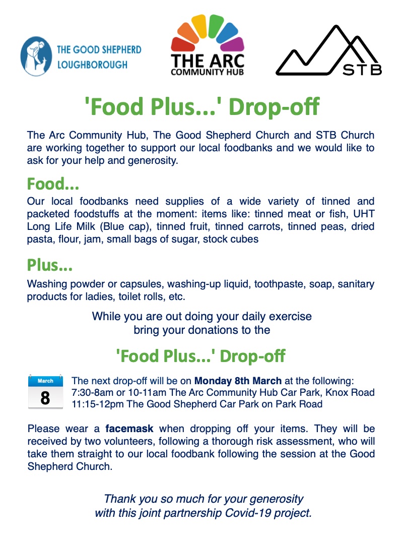 TheArcCommunit1's tweet image. Our next #FoodPlus drop off is this Monday. Pls can you help? The local foodbanks need supplies of tinned meat or fish, UHT Long Life Milk (Blue cap), tinned fruit, tinned carrots, tinned peas, dried pasta, flour, jam, small bags of sugar or stock cubes. Thank you.