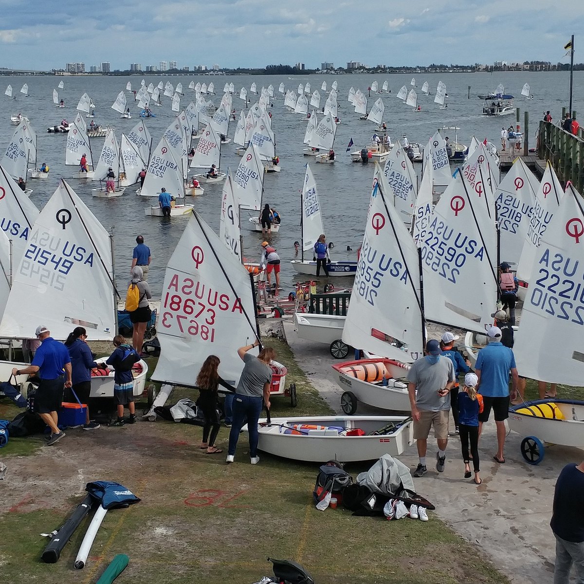 Sunshine State Opti Championship is underway! RWB Race #1 just started. Green Fleet starting soon. Good-luck to all the competitors!