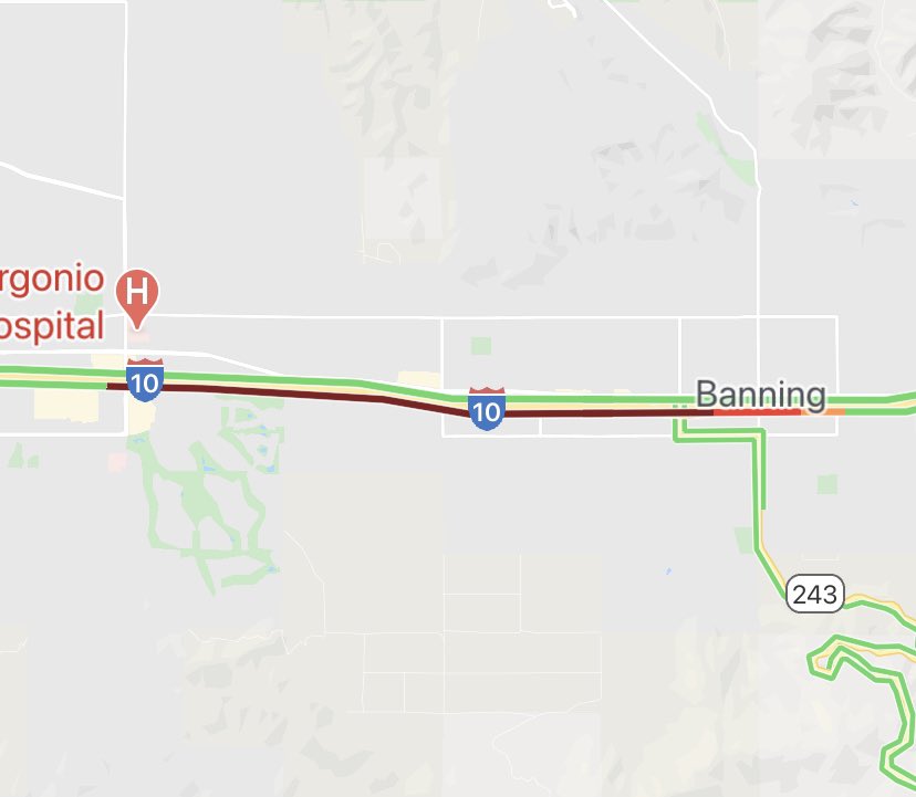 Bridgework on Eastbound 10 in Banning is now moving to Westbound 10 between Hargrave and 22nd St for emergency bridge deck repair until 7 pm tonight. Thank you for your patience. AVOID THE Westbound 10 in Banning.
