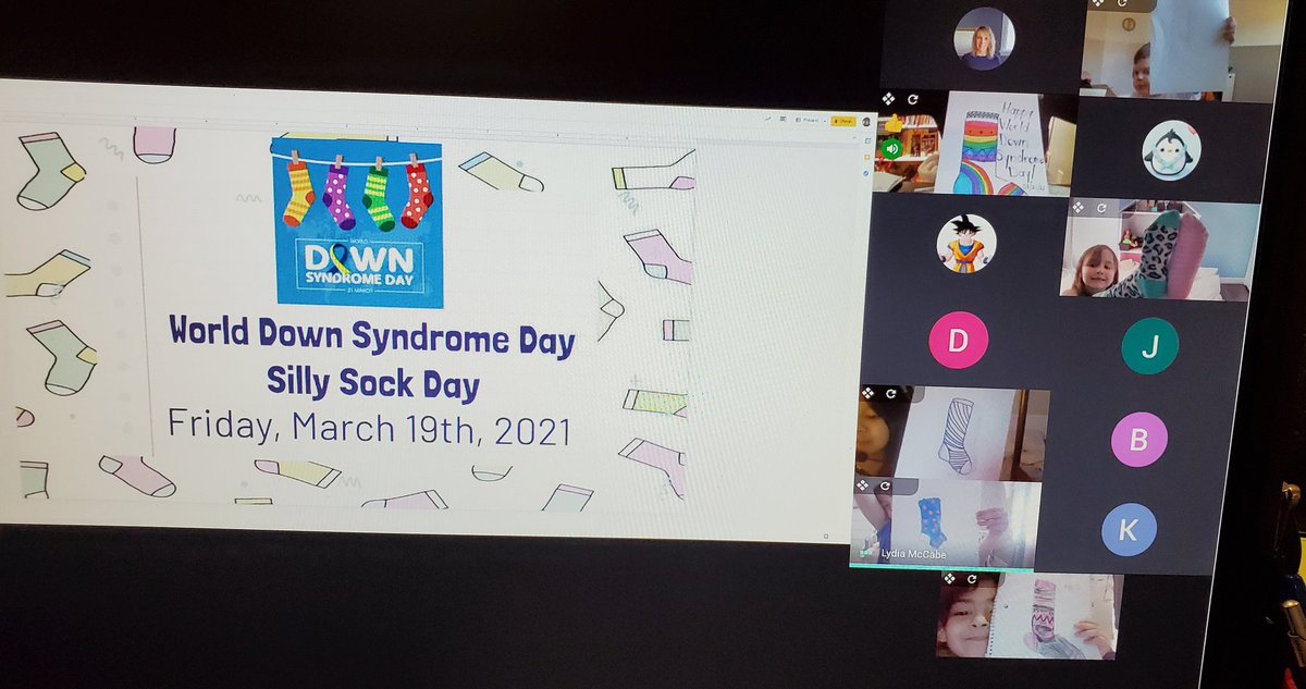 To honour World Down Syndrome Day, the Remote Grade 2's watched an educational video about Trisomy 21, listened to a read aloud and made and/or wore silly socks.  <a href="/TVDSB/">Thames Valley DSB</a> #tvdsbFRL, #Worlddownsyndromeday2021