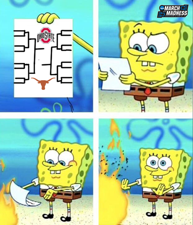MarchMadnessMBB's tweet photo. Everyone who had Texas &amp; Ohio State in their Final Four 🙃

#MarchMadness https://t.co/T1u7twMC35