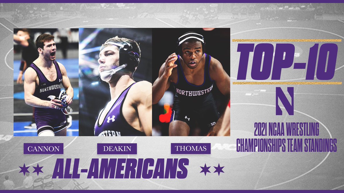 NUWrestle's tweet photo. Your Northwestern Wildcats are the #10 team in the nation. 7 qualifiers and 3 All Americans, but it took 25 young men to make it happen.  We’ve got room (for now) on the bandwagon.. hop on!!!
#GoCats #NCAAWrestling https://t.co/MESsartGOg