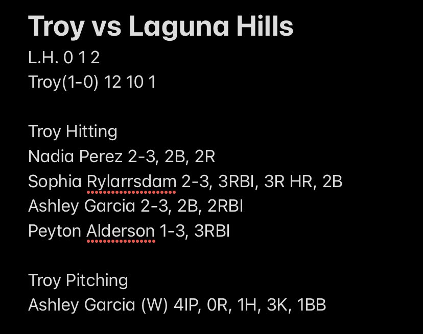 Troy Warriors Softball tweet media