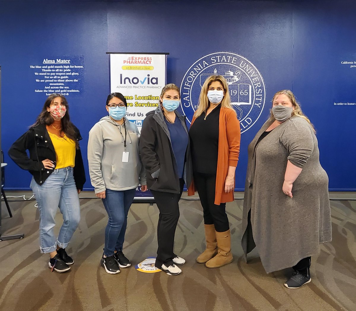 InoviaPharmacy's tweet photo. Inovia was on CALIFORNIA STATE UNIVERSITY BAKERSFIELD campus. Big thank you for all CSUB organizers, guards, and nurses. Thank you for trusting Inovia Pharmacy. Excited to partner with you now and going forward.

#csubakersfield #inoviapharmacy #pfizervaccine #covid19vaccination https://t.co/h2Xiw6Zj2L