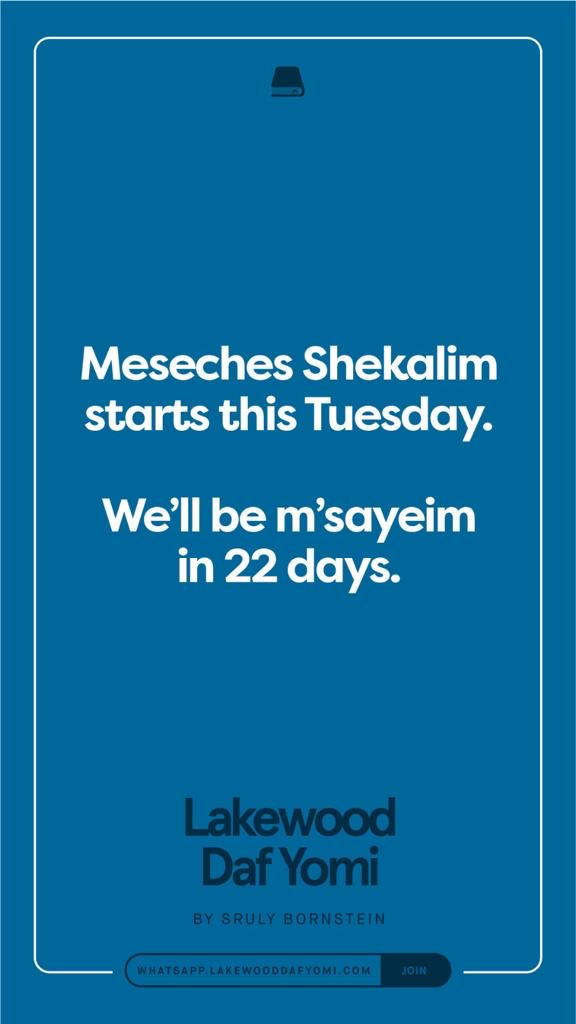 DafYomiLkwd's tweet photo. “Mesechta Shekalim Starts This TUESDAY. We’ll Be M’Sayeim In 22 Days” #DafBySruly #DafYomi #ReidBite @LakewoodScoop https://t.co/8VsyVuc0Es JOIN NOW!! https://t.co/twKkXOOIHT