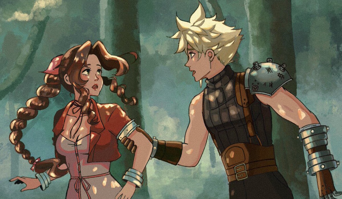 softp3ach_'s tweet image. “I’ll be going now. I’ll come back when it’s all over.”

#ff7 #CloudStrife #AerithGainsborough #clerith