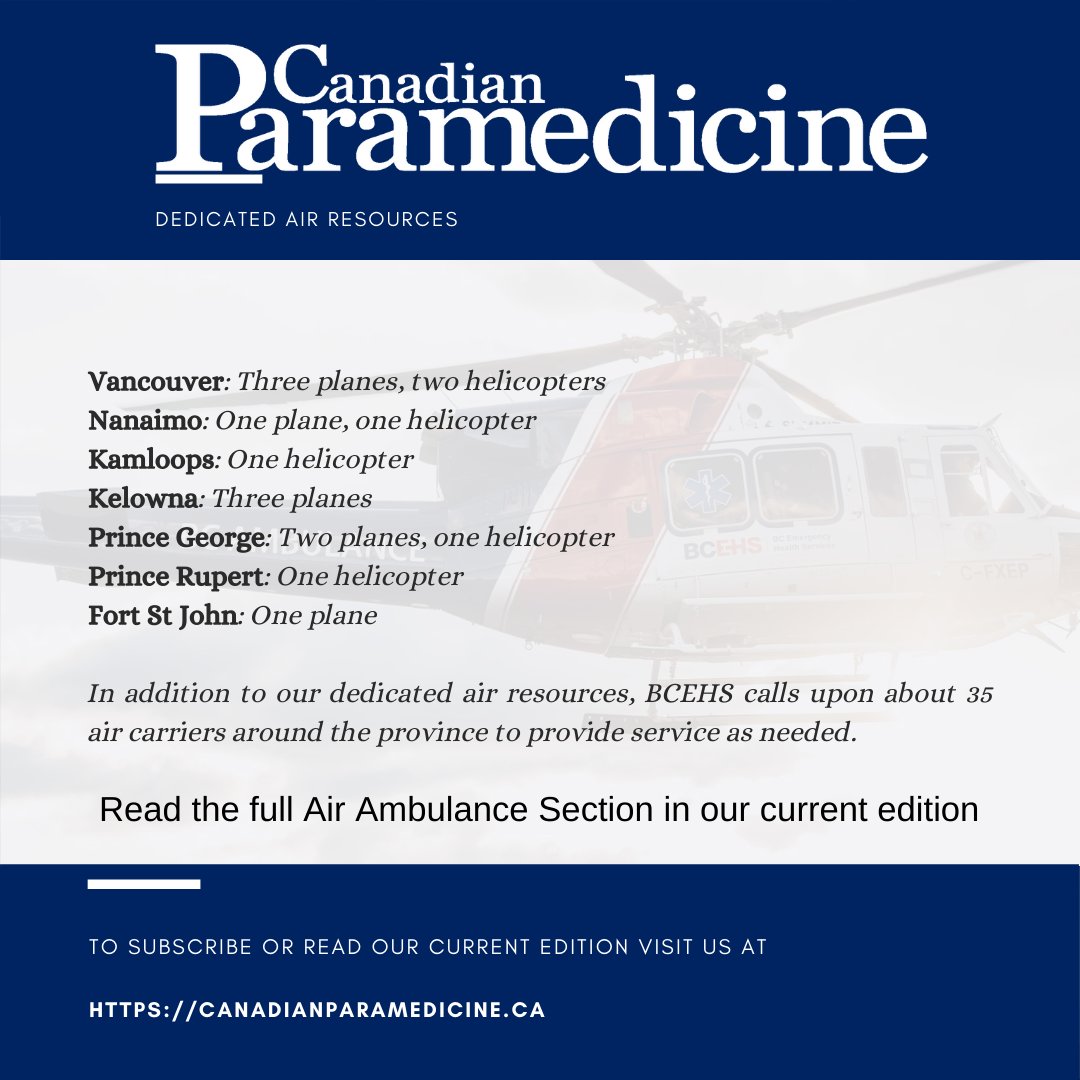 We've started a new section on Air Ambulance (soon to be Critical Care Transport). Here are some statistics on <a href="/BC_EHS/">BC Emergency Health Services</a> <a href="/critcare_medics/">BCEHS Flight Paramedics</a>
