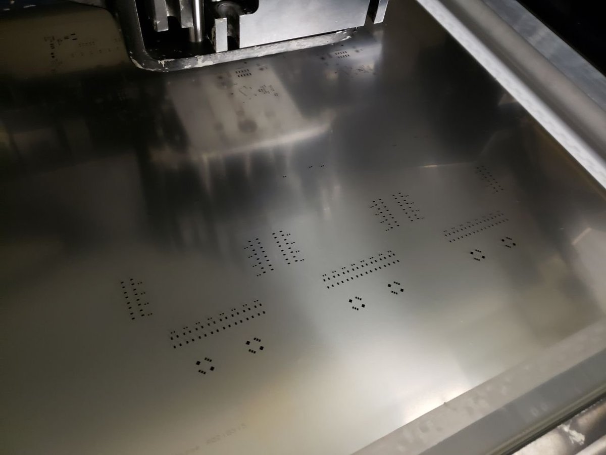 hamster's tweet photo. No Twitch stream tomorrow, but how about a few photos of our @dc801 badge parts loaded in the machines at @pcbxio ?
#picknplace https://t.co/wXtsNp7oaL