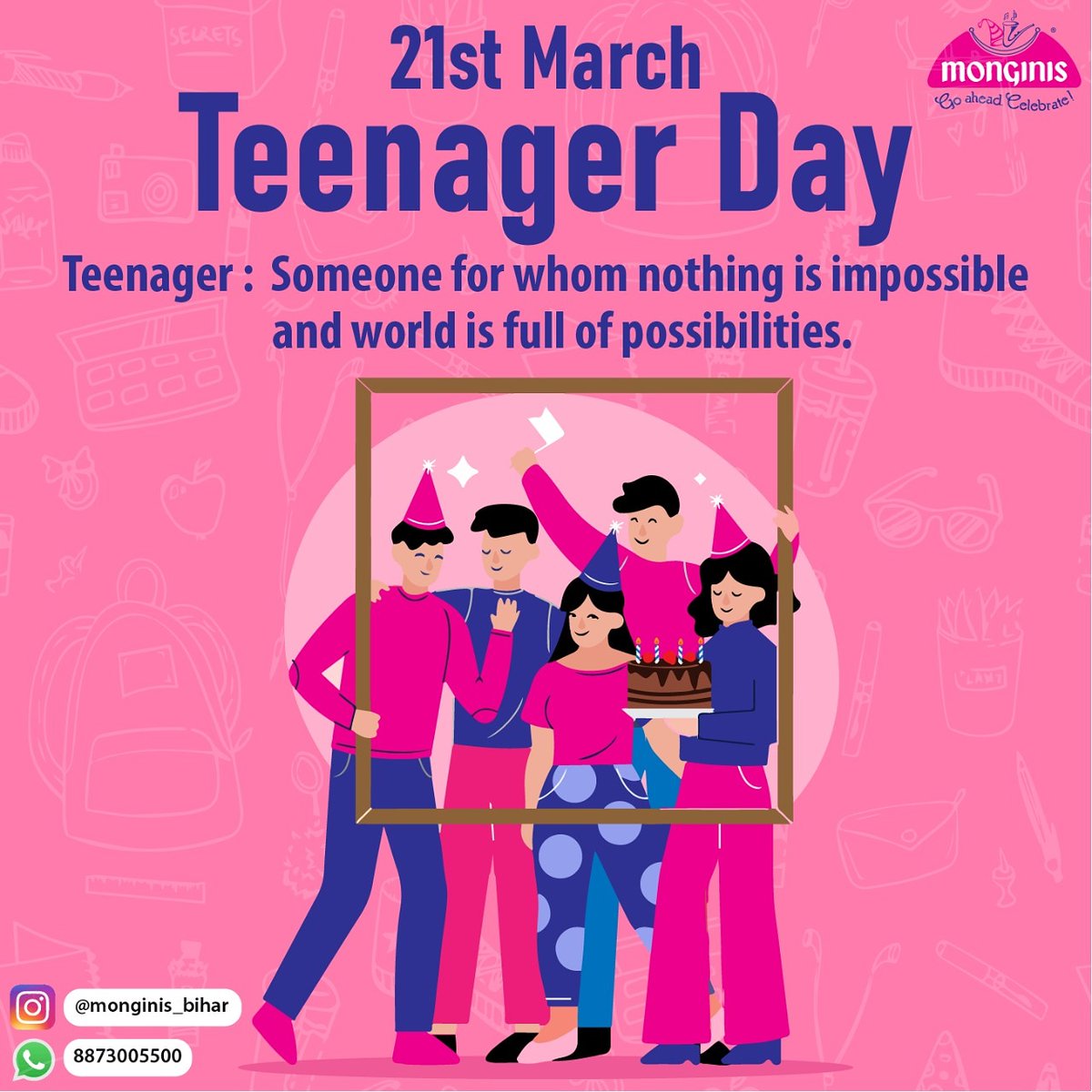 BiharMonginis's tweet photo. Teenage comes but once in a life time, a period of your life when nothing seems impossible and the world appears as if it is full of possibilities.
Monginis wishes a very fulfilling future ahead for all of you teenagers out there.
Go Ahead celebrate!!!

#monginis #monginisBihar https://t.co/YiNsUvU5Zd