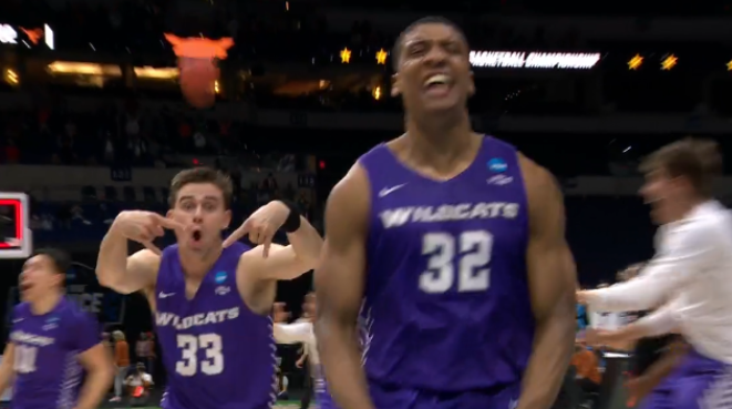 Abilene Christian beat Texas and the first thing my guy did was throw the horns down for the camera