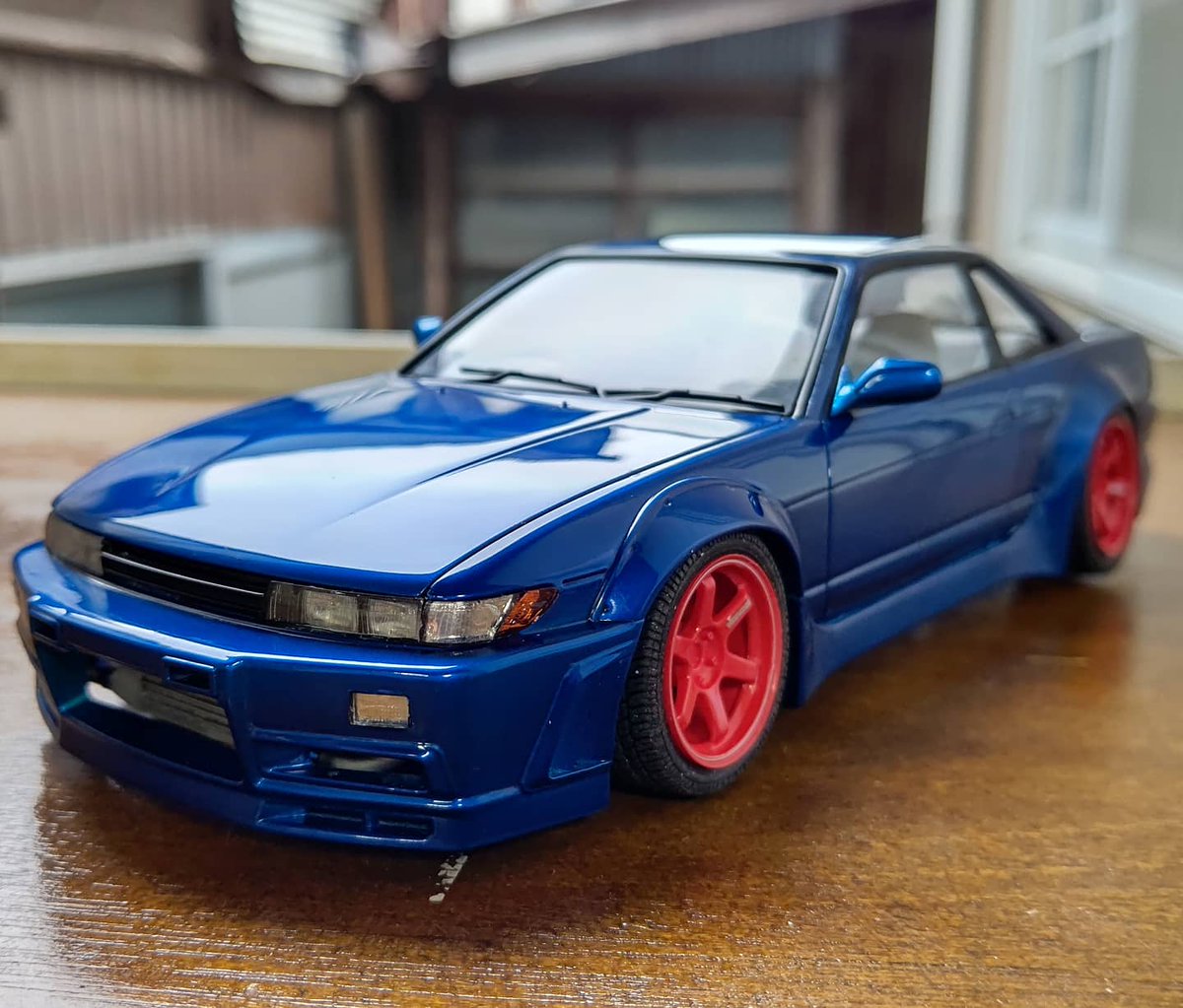 すっぱのhobby アオシマ S13 シルビア 完成しました 凄く良いキットでしたね B W Bラジエターは変だったので切り取り インタークーラーに改造 車高 キャンバー角控え目に ホイールは塗装失敗したので別物を ウイングは個人的に好みではないので省略