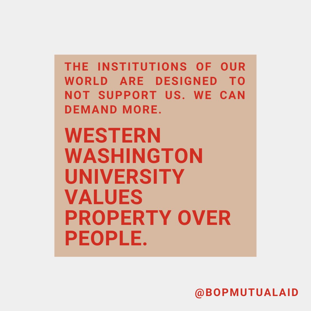 AidBop's tweet photo. The institutions of our world are designed to not support us. We can demand more.
.@wwu continues to value property over people.
#StopTheSweeps #Bellingham #BellinghamWA #BellinghamProtests #BOPMutualAid https://t.co/WHq4Py4tzW