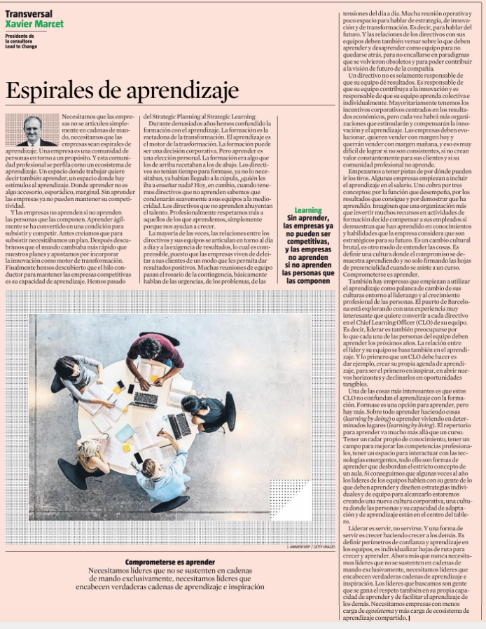 XavierMarcet's tweet image. Durante demasiados años hemos confundido la formación con el aprendizaje. La formación es la metadona de la transformación. El aprendizaje es el motor de la trasformación. 
Hoy en @LaVanguardia podéis leer mi artículo completo aquí lavanguardia.com/economia/20210…