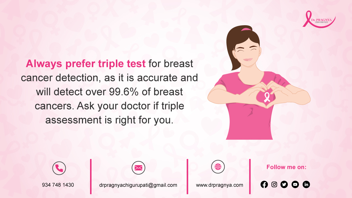 Triple Test ... - Breast Cancer Diagnosis
Ask Your Doctor : drpragnya.com

#drpragnya #pinkselfcheckchain #hyderabad #breastbiopsy #tripleassessment #breastcancerdiagnosis #breastcare #breastassessment #biopsy #imageguidedbiopsy #breastcancerawareness #breastcancer